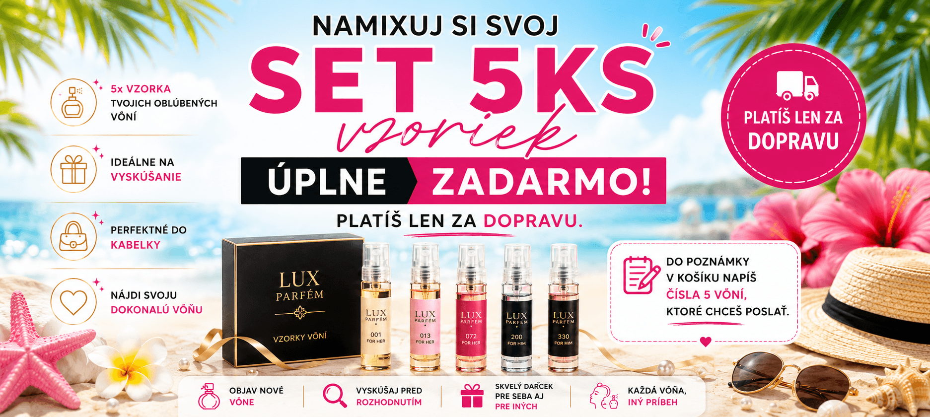 LUX SET 5 vzoriek parfumov zadarmo | Platíš len dopravu